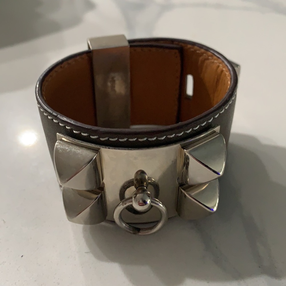 Collier de Chien CDC Hermès cuff Silver and Grey